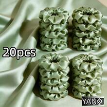 6件/20件套鼠尾草绿缎面发圈，简约优雅发饰 - 鼠尾草綠 - 查看 6