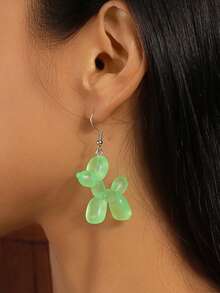 可爱夜光3D气球狗树脂设计耳坠，趣味礼物，多种夜光颜色，女士珠宝配饰，适合日常佩戴、送礼、音乐节、度假、马戏团场景等场合。 - 氣球狗 - 查看 7