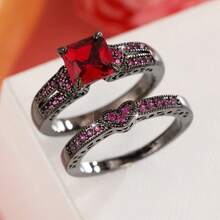 2 Pieces Copper Ring Set For Women, Elegant Retro Bridal Layering Ring With Sparkling Zirconia, Daily/Wedding Jewelry, Valentine's Day Gift - Wedding Rings 4 - View 25