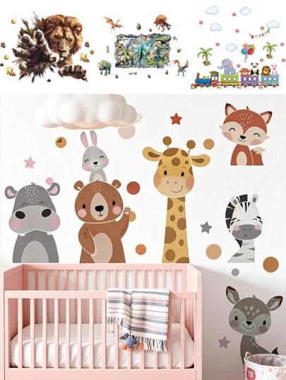 1 st - Tapet - [Djur, 3D-dinosaurier, lejon] Pojkebarnrumsinredning Hem Självhäftande Babyrumsinredning Flickdekor Tapet Avtagbara väggklistermärken För Väggdekor Vardagsrum, Flickors Sovrum, Fönsterklistermärken – Söt & Kreativ För Väggkonst Barnrumsinredning Sovrumsinredning