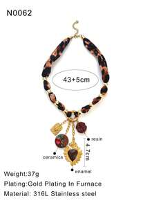 1 件奢华绳结不锈钢眼、心、蝴蝶多吊坠 DIY 手工编织项链，适合女性宴会、派对、聚会、日常穿着、节日礼物 - 金色 - 查看 17