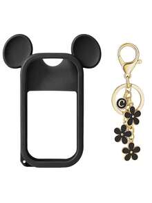 2个/1个/套 30毫升洗手液喷雾瓶保护套，26个花卉字母珍珠包包挂饰喷雾瓶标记，以及硅胶米老鼠耳朵造型喷雾瓶防摔防撞保护套，珍珠手链设计，方便旅行携带，可轻松挂在包包、钥匙或儿童背包上，耐磨、防水、可水洗、可重复使用。 - 黑色 - 查看 13