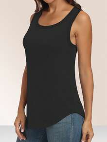 3pcs Summer Long White Top, Black Top & Sleeveless Tank Top Set For Women, Plus Size Loose Fit - Multicolor - View 3