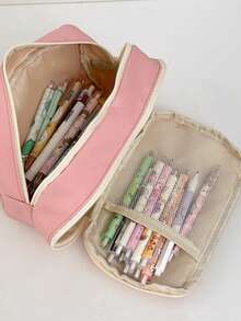 2026 Large Capacity Multi-Pocket Washable Pencil Case, High-Quality Stationery Set With Cute Toy Pendant, Ideal For Students And Campus Use - Watermelon Pink - View 7