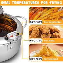 2.2L/3.4L Japanese Tempura Deep Fryer, 304 Stainless Steel With Thermometer, With Oil Drip Funnel Rack And Lid, Suitable For Frying Fries, Chicken, Fish, Vegetables, Seafood - 304 Stainless Steel Deep Fryer - View 3