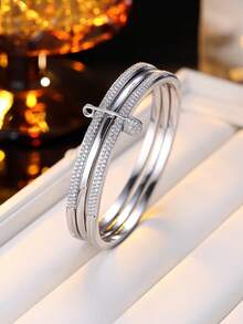 1 chiếc trang sức đính đá Zirconia tổng hợp lấp lánh thời trang, thích hợp để đeo hàng ngày và trong các buổi tụ họp. - vòng đeo tay - Xem 7