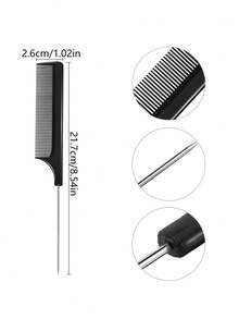 8pcs Minimalist Pointed Tail Comb Steel Needle Hair Styling Comb, Highlighting Sectioning Long Tail Comb For Haircut - Multicolor - View 3