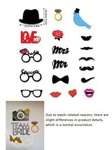 31件套婚礼派对拍照道具，订婚照相亭配件，主题派对拍照道具，生日派对趣味装饰，单身派对摄影装饰，适用于婚礼、情人节、派对、趣味派对装饰和难忘的庆祝活动用品 - 彩色 - 查看 8