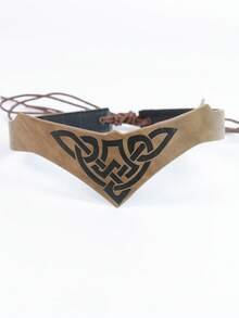 1pc Unisex Viking Wavy Drawstring Headband, Halloween LARP Warrior Knight Cosplay Headpiece - Camel - View 14