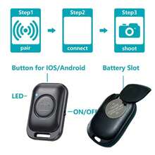 Bluetooths teléfono cámara remota Mini Smartphone Selfie Clicker obturador controlador inalámbrico foto botón control remoto universal - Como se muestra - Ver 5