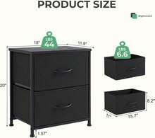 Set Of 2 Black Nightstands With 2 Drawers, Small Bedside Tables For Bedroom & Dorm - Black - View 3