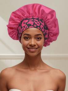 1 pieza Gorro de dormir de seda, gorro de dormir con estampado elástico y ala ancha para mujeres, gorro de dormir de seda suave, adecuado para cabello rizado (patrón de impresión aleatorio) - Color - Ver 34