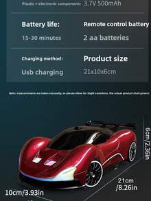 2.4G遥控漂移车，配备双轮胎——可互换漂移胎和竞速胎，三档速度控制，LED RGB灯光秀，全时四驱遥控玩具车，适合6岁以上儿童 | 完美的圣诞礼物、生日礼物和复活节彩蛋填充物 - 彩色 - 查看 6