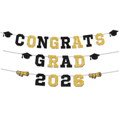 1 Set Graduation Season Pull Flag "Congrats" Graduation & Back To School Party Decoration Banner
