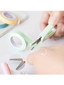 1把莫兰迪式便携迷你剪刀 - 小巧、可折叠、带钥匙扣、多功能小剪刀，适合手工制作和日常使用，工艺剪刀 - 彩色 - 查看 1