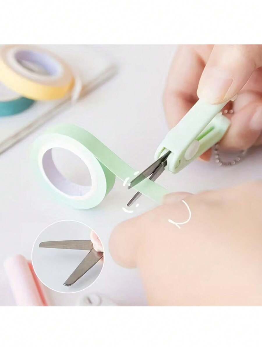 1把莫兰迪式便携迷你剪刀 - 小巧、可折叠、带钥匙扣、多功能小剪刀，适合手工制作和日常使用，工艺剪刀 - 彩色 - 查看 1