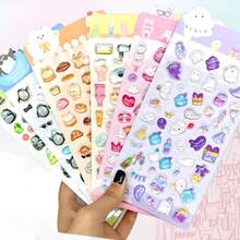 1 pieza Pegatina brillante 3D, Pegatina 3D luminosa, Pegatina 3D cristalina, Pegatina decorativa DIY, Pegatina de conejo de dibujos animados linda para decoración de funda de teléfono - Multicolor - Ver 2