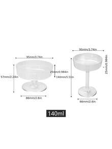 6 piezas Vasos desechables transparentes con rayas para cócteles, vino, champán, helado, mousse, pudín y postres - transparente - Ver 9