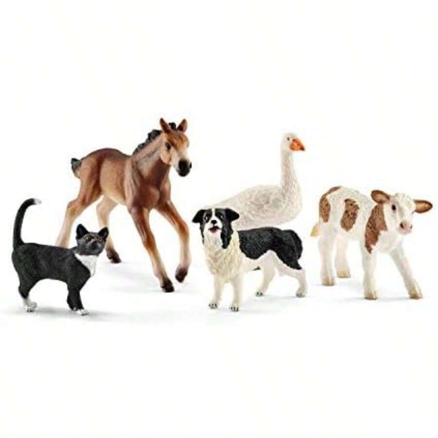 Schleich Farm World - 19PC With Piglet, Sheep, Donkey Figurines - Farmer Action Figure With Wheelbarrow And Tools - Durable Barnyard Toys For Imaginative Play - Kids 3+ | 72287(5PC Realistic Farm Animal Figurines) - Multicolor - View 1