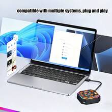 AITALK 13合1 USB-A & Type-C 集线器，带 RGB 灯效 - 即插即用扩展坞，兼容笔记本电脑、鼠标、键盘、U盘等设备 - 白色 - 查看 4