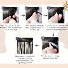 女士微型接发，真人发丝，自然黑，微珠，微环，适合所有人群 - Natural Black - 查看 5