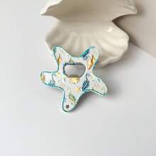 1 pièce Aimant de réfrigérateur et ouvre-bouteille à double usage en forme d'étoile de mer avec motif d'éponge et de poisson, convient pour la décoration de la maison, l'usage quotidien, les voyages à la plage, les cadeaux de vacances - Multicolore - Voir 9
