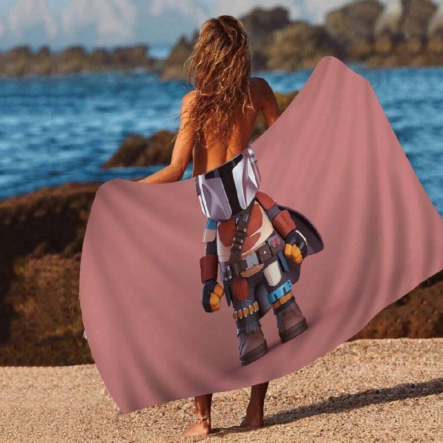 Movie The M-Mandalorian Cartoon Beach Towel Cute Kawaii Room Decor Bath S Ren Hand Towels For Bathroom Shower(5).Jpg - trắng - Xem 1