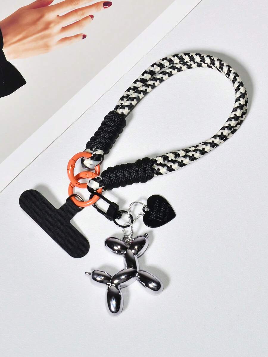 Bộ 1 dây đeo điện thoại bện nylon + móc khóa hình chó bóng bay, phụ kiện túi xách cao cấp, sáng tạo, dễ thương, tương thích với Android và hầu hết các điện thoại thông minh, quà tặng cho mẹ, gia đình, bạn bè, trẻ em, sinh nhật, ngày lễ.
