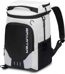 Mochila térmica aislada a Prueba de Fugas, 33/45 latas, 2 Compartimentos aislados, Bolsa térmica portátil, Ligera, para Viajes en la Playa, Camping, Almuerzo para Hombres y Mujeres - Blanco y negro - 33 latas - Ver 10