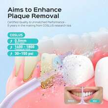 irrigador bucal dental portátil inalámbrico, 4 modos, tanque de 300 ml, IPX7 impermeable, con púas de limpieza, ideal para viajes y hogar - Morado - Ver 1