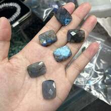 2pieces Natural Stone Charms Flash Labradorite Faceted Rectangle Pendants For Jewelry Making DIY Necklace Bracelets Earrings Handicrafts Accessories - Colored-glitter Stones - View 3