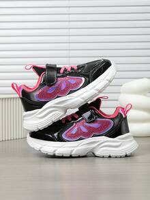 1双女童撞色舒适透气多功能轻便户外运动鞋，时尚休闲运动鞋，适合所有季节 - 黑色 - 查看 8
