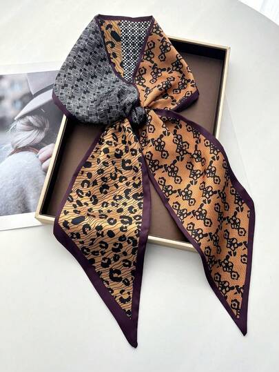 1 st dubbelsidig enfärgad halsduk hästar kedjetryck kvinnor satin halsduk kvinnlig klänning shorts bälte väskor hattar band midjeband