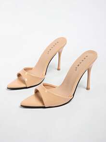 女士裸色高跟凉鞋，夏季优雅尖头细带高跟鞋，性感露趾凉鞋 [此款式尺码偏小，订购时请参考尺码表] - 淺粉色 - 查看 10