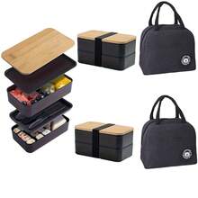 1 Set Stackable Bento Lunch Box With Insulated Bag, Portable Food Container, Snack Box, Includes Utensils (Spoon, Fork), Suitable For Students And Office Workers - Multicolor - View 17