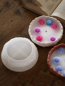 DIY Aromatherapy Gypsum Candle Cup Candle Decoration Bowl Rose Flower Patterned Storage Bowl Silicone Mold Succulent Flowerpot Concrete Gypsum Clay Casting Mold Handmade Resin Fruit Tray Mold - White Silicone Mold - View 4