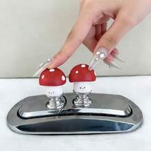 Cute Mushroom 3D Toilet Button, Acrylic Nail Protector, Resin Material, Effortless Pressing, Ideal Gift For Holidays And Valentine's Day - Multicolor - View 2