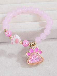 1Pc Girls Cat Capybara Unicorn Heart Shaped Charm Full-Fill Glitters Colorful Sequins Decor Beaded Bracelet Best Gift - Multicolor - View 11