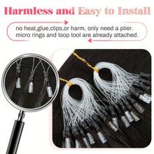 女士微型接发，真人发丝，自然黑，微珠，微环，适合所有人群 - Natural Black - 查看 7