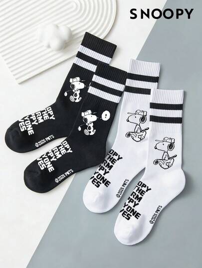  2/1 par de calcetines tipo tripulación para hombres con diseño genuino de Snoopy, calcetines de hombre con diseño de dibujos animados de Snoopy, calcetines tipo tripulación casuales y deportivos resistentes al olor y que absorben la humedad, adecuados como regalo para estudiantes/adultos y uso diario