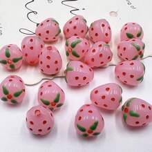 10/20/50 hạt cườm hình dâu tây - Hạt cườm acrylic vẽ tay theo phong cách nhỏ giọt sơn dầu, có lỗ thẳng, nguyên liệu tự làm trang sức cho vòng cổ, bông tai, vòng tay. - Nhiều màu - Xem 10