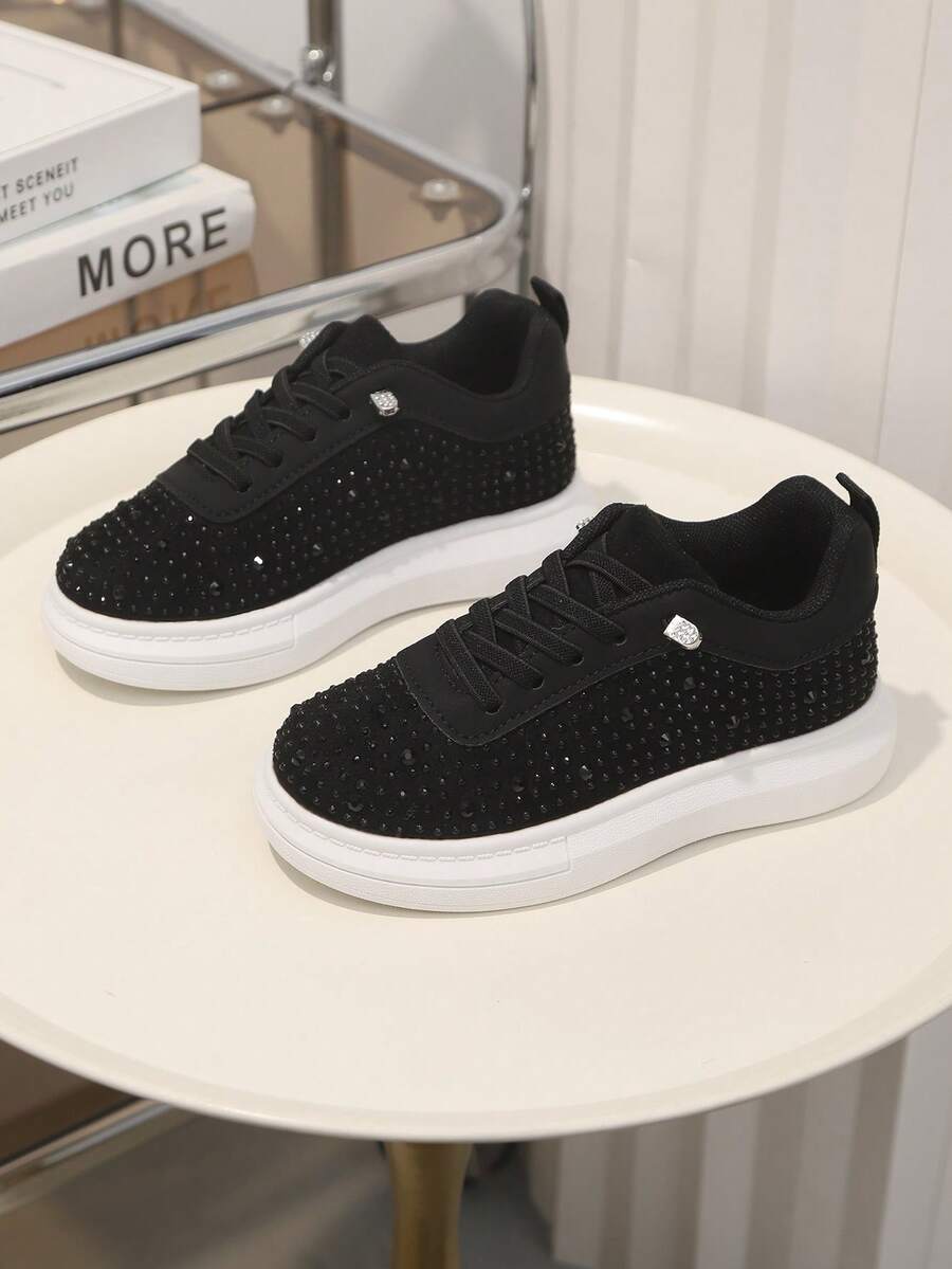 1 Pair Children's Fashionable Soft Bottom Casual Slip-On Sneakers, Anti-Slip Everyday Wear For Little/Medium/Big Kids - Black - View 1