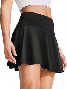 's Short Skirt For Dance, Sports, School, Youth, Black, Fits Ages 14-16 - 黑色 - 查看 3