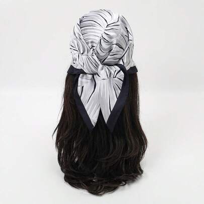 1pc Simple Printed 70cm Square Scarf, New Spring Bandana For Women, Versatile Waist Belt, Bag Decor, Headband, Fashion Neckerchief