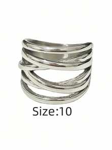 1 pieza Anillo de mujer de uso diario de acero inoxidable de moda con varios niveles, estilo minimalista exagerado, de tres colores, de titanio, de acero de 18K, impermeable, resistente a la decoloración y de alta calidad - Anillo de mujer en forma de cruz - Ver 23