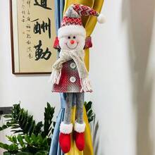 2个圣诞窗帘夹装饰,圣诞老人和雪人复古格子窗帘夹,圣诞节节日装饰,适用于窗户、卧室、客厅、家居、办公室、派对、圣诞节 - 彩色 - 查看 5