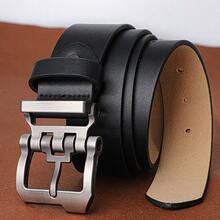 新款大码男士PU皮腰带，尺码110cm-165cm，可调节休闲正装腰带，适用于牛仔裤，是父亲节和情人节的完美礼物。 - 黑色 - 查看 9