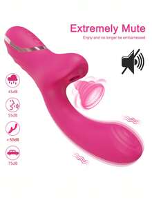 2-en-1 Vibromasseur clitoridien, jouet sexuel féminin, ventouse clitoridienne, stimulateur clitoridien et vaginal, produits pour adultes féminins (18 ans et plus), jouets sexuels - Rouge - Voir 9