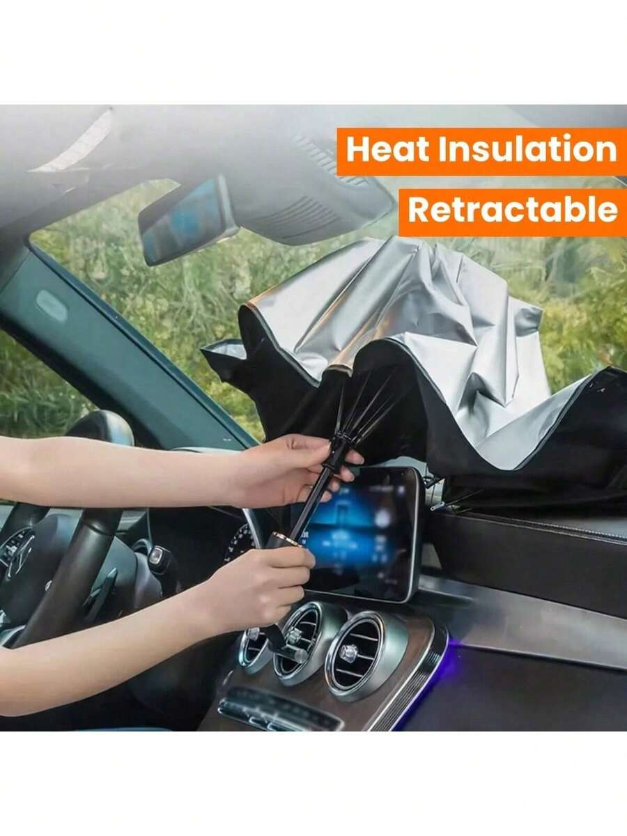 Sunshade Car Umbrella For Front Windshield, Blocking Sunlight, Preventing Sunburn, Blocking UV Rays, Telescopic And Foldable, Window Heat Insulation Board - QCS00-car Umbrella - View 1