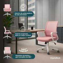 zxxMUNDO IN MUEB Vastra - Silla Eecutiva de Oficina en Mes Cont Ventilado azos en Polropileno ura Austable y Meismo de Reclinado - Omiza tu Ecio de Trabaosilla de oficina - rosa - Ver 5